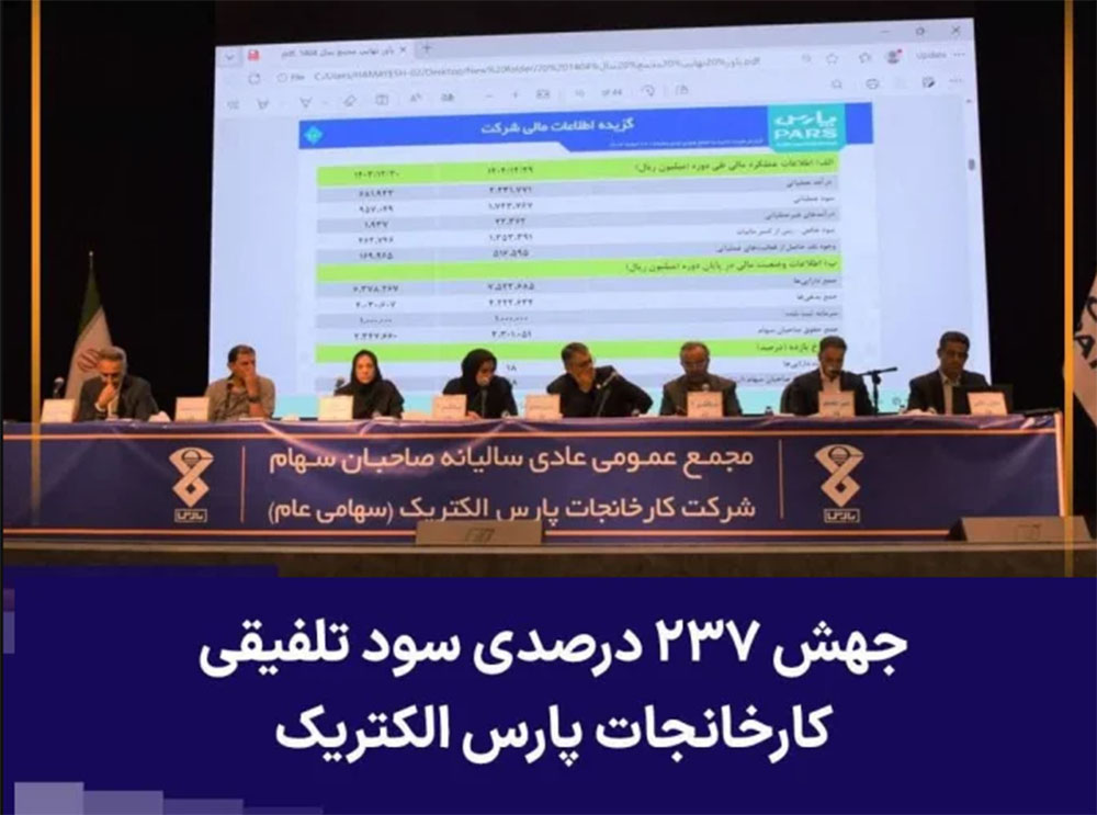 به گزارشاقتصادمحور: در این نشست، گزارش عملکرد مالی هیئت‌مدیره شرکت کارخانجات پارس الکتریک برای سال مالی منتهی به ۲۹ اسفند ۱۴۰۴ ارائه شد که نشان‌دهنده تحقق دستاوردهای مالی درخشان و رکوردهای جدید برای این شرکت باسابقه صنعتی بود.