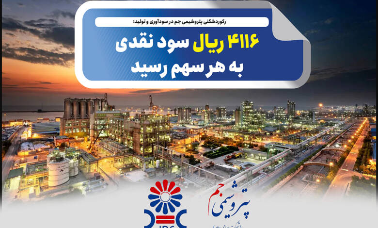 به گزارش وقایع نیوز به نقل از صدای پتروشیمی، مجمع عمومی عادی سالیانه شرکت پتروشیمی جم با حضور سهامداران برگزار شد و در پایان، سهامداران با تقسیم ۴۱۱۶ ریال سود نقدی به ازای هر سهم موافقت کردند.